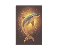 ZLLJXFZZ Poster retrò con animali, decorazione artistica da parete con delfino in discoteca anni '70, decorazione moderna, poster artistico da appendere, 40 x 60 cm