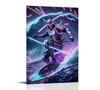 ZLLJXFZZ Poster sportivo con spada a LED, decorazione moderna da appendere alla parete, 20 x 30 cm, motivo: Cyber Samurai