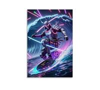 ZLLJXFZZ Poster sportivo con spada a LED, decorazione moderna da appendere alla parete, 20 x 30 cm, motivo: Cyber Samurai
