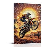 ZLLJXFZZ Poster sportivo da parete, decorazione moderna da appendere con immagine di motocross nel deserto, 60 x 90 cm