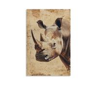 ZLLJXFZZ Poster vintage con animali del vecchio mondo rinoceronte, decorazione artistica da parete, decorazione moderna da appendere, 30 x 45 cm