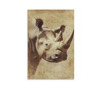 ZLLJXFZZ Poster vintage con animali del vecchio mondo rinoceronte, decorazione artistica da parete, decorazione moderna da appendere, 20 x 30 cm