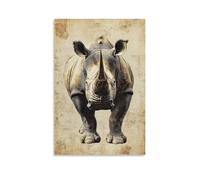 ZLLJXFZZ Poster vintage con animali del vecchio mondo rinoceronte, decorazione artistica da parete moderna, poster artistico da appendere, 40 x 60 cm