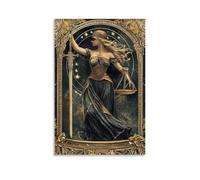 ZLLJXFZZ Poster zodiacale Bilancia, Spada della Giustizia con trave stellare, decorazione artistica da parete, decorazione moderna, poster artistico da appendere, 20 x 30 cm