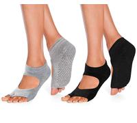 ZLLkeji Antiscivolo Calze Donna Traspirante Antiscivolo Donna Senza Dita Confortevole Calze con Grip Calzini Pilates per Yoga,Pilates, Balletto, Danza, Fitness, Ballo a Piedi Nudi 35-42 2 Paia