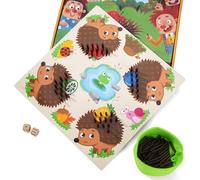 ZLLkeji Giochi Montessori Giocattolo Sensoriale Riccio Giochi Legno Bambini per Imparare la Matematica Giochi da Tavolo Bambini con Dadi Fine Motor Game