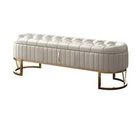 ZLLPIGLS Cassapanca Contenitore da Interno con Gambe Dorate, Panca Contenitore, Doppio Cassetto con Guide Lisce, per Camera da Letto, Soggiorno, Posto a Sedere alla Finestra(White,160cm/62.9in)