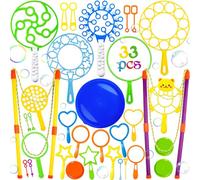 ZLPBAO 33 Pezzi Bolle di Sapone Set, Kit Bolle di Sapone Giganti per Bambini con Vassoio, Bolle di Sapone per Bambini, Festa di Compleanno, Matrimonio, Giochi al Coperto e all’Aperto per Fare Bolle