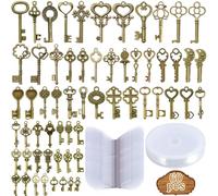 ZLPBAO 60 Pezzi Cranio Vintage Vola Chiave Decorativo Piccolo Ciondolo Antico Fai da Te con Ali e Filo Perle per Gioielli Fai da Te, Accessori per Feste, Portachiavi, Decorazione Antica della