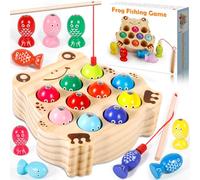 ZLPBAO Giochi Montessori, Giochi di Pesca per Bambini Magnetici in Legno mit 10 Pesci e Due Canne da Pesca, Giochi Montessori Bambini 2 3 4 Anni, Regalo Maschio Bambino Giochi 2 3 4 Anni