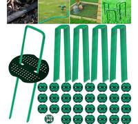 ZLPBAO Set di 110 Picchetti da Giardino, Picchetti Telo Pacciamatura, Picchetti a U in Acciaio per Reti Recinzioni Erba, Picchetti Telo Pacciamatura 80 unità, 30 Rondelle, Ø 3 mm