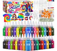 ZLPBAO Tie Dye Kit 37 Colori - Colori per Tessuti Permanenti, Stationery Color Crazy Tie Dye Kit, Set Tutto Compreso per Ragazze 8-12 Anni con Tutti i Colori Tie Dye per le tue Magliette