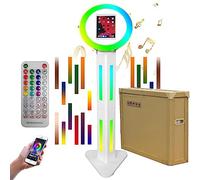 ZLPOWER Portatile Photo Booth Shell Stand per IPad 10.2 '' 10.9 '' 11 '' 12.9 '' con software APP Control Light Box Music Sync Metallo RGB Anello Luce Photobooth macchina con caso di volo per affari