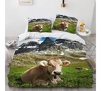 ZLQBAODAN Completo Copripiumino Una Piazza E Mezza Con 2 Federe 50X75 Cm Copritrapunta Matrimoniale Mucca Animali Morbido Comodo Microfibra Set Di Biancheria Da Letto