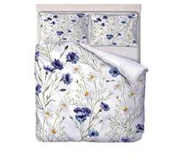ZLQBed Set Copripiumino Matrimoniale Fiori Blu Biancheria da Letto 3 Pezzi 3D Copripiumino e Federe in Microfibra con Federa,260 x 240 cm