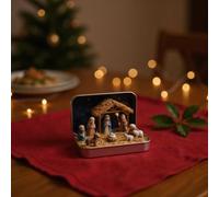 Zlqemik Set completo per presepe di Natale, presepe, statuette di pecore, presepe natalizio, set completo in un barattolo di latta, 9,5 x 6 x 2,3 cm, per gruppi di chiesa, collezionisti