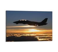 ZLQYHW Poster con aereo militare US F14, Tomcat, aereo da combattimento che vola sotto il tramonto, su tela, decorativo, per camera da letto di famiglia, immagine artistica, 40 x 60 cm
