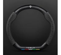 ZLSXTN Coprivolante Scamosciato per Tesla Model X 2015-2021,Migliorare Presa Morbido Tatto Proteggere Custodia Volante Fibra Carbonio Look Sportivo Resistente Accessorio Essenziale,Black