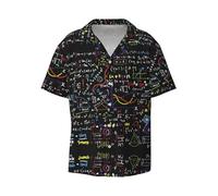 Zltegako Camicia a maniche corte da uomo con scollo cubano casual, stampa con meduse, morbida e traspirante, Formula matematica., L