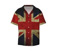 Zltegako Camicia a maniche corte da uomo con scollo cubano casual, stampa con meduse, morbida e traspirante, Bandiera britannica, 3XL