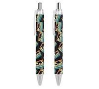 Zltegako Penne a sfera vintage da 0,5 mm, a punta fine, retrattile, inchiostro nero, 2 pezzi