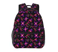 Zltegako Zaino fluorescente con farfalla e libellula, per donne e uomini, lavoratori, insegnanti, viaggi di lavoro, zaino da viaggio, borsa a tracolla con tasche in rete, Come nella foto, Taglia unica
