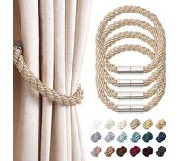Zlthraustic 2 Pack Fermacurtene Magnetici Forti Stile Moderno Semplice Corde Intrecciate Decorative Comode per Drappeggi Fissacortina per Finestre Sottili o Spesse Casa e U, Khaki, 4 Pack
