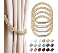Zlthraustic 2 Pack Fermacurtene Magnetici Forti Stile Moderno Semplice Corde Intrecciate Decorative Comode per Drappeggi Fissacortina per Finestre Sottili o Spesse Casa e U, Bronze, 4 Pack