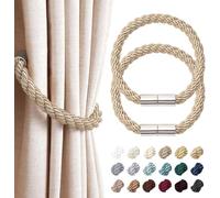 Zlthraustic 2 Pack Fermacurtene Magnetici Forti Stile Moderno Semplice Corde Intrecciate Decorative Comode per Drappeggi Fissacortina per Finestre Sottili o Spesse Casa e U, Khaki, 2 Pack