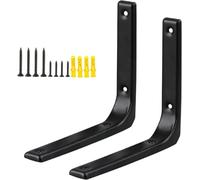 Zlthraustic Supporto Mensola a L in Acciaio Laminato a Freddo 2 Pezzi Nero Heavy Duty Staffa a Muro con Viti e Tasselli per Scaffale, 250 × 200mm, 250 × 200mm