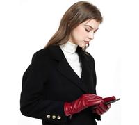 ZLUXURQ Guanti da guida invernali con touchscreen in vera pelle di agnello da donna, foderati in cashmere o pile