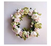 zlw-shop 40cm Rotondo peonia Artificiale Fiore Corona Avorio/Blu/Rosa Fiori di Seta for Decorazione di Nozze Ornamento Ornamento Falso Fiore Corona, 4 Colori (Color : B)