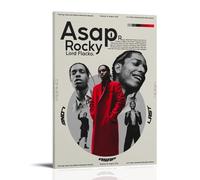 ZLWZPZLN ASAP - Poster su tela, motivo: cantante rock famoso, musica pop, decorazione artistica da parete per camera da letto, 50 x 75 cm, con cornice