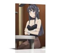 ZLWZPZLN Poster su tela a tema anime Mai Sakurajima, decorazione artistica da parete, per camera da letto, 60 x 90 cm, con cornice