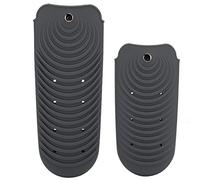 ZLXCAOB 2 pezzi custodia in silicone resistente al calore scudo termico copertura del supporto in ferro piatto per piastra per capelli (Grigio scuro)