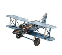 ZLXCAOB Retro Airplane Model Delicate Vintage Biplane Handicraft for Home Decoration Cafe Ornament (Blu)