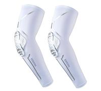 ZLXHDL Gomitiera, Confezione da 2 Manicotti da Pallavolo Antiurto per Avambraccio, Gomitiere dal Design Cellulare per Calcio Pallacanestro Pallavolo Calcio, Bianco(M)