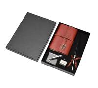 ZLXHDL Set Calligrafia Vintage con Penna con Piuma e Taccuino in Pelle, Calamaio Vuoto, Idea Regalo Elegante (Nero)