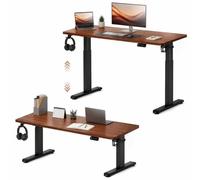 ZLXHFFH Scrivania Elettrica Regolabile in Altezza Effetto Noce, Sistema a Doppio Motore con 3 Memorie, Standing Desk Ergonomica per Ufficio e Casa con Porta Bicchiere, Gancio e Gestione Cavi