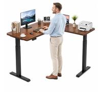 ZLXHFFH Scrivania Regolabile in Altezza Elettrica, Standing Desk a L con Piano in Legno per Ufficio e Home Office, Scrivania Elettrica con Doppio Motore, Postazione di Lavoro Ergonomica 72-117cm