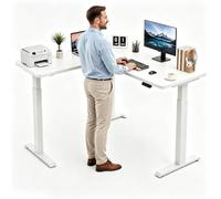 ZLXHFFH Scrivania Regolabile in Altezza Elettrica, Standing Desk a L con Piano in Legno per Ufficio e Home Office, Scrivania Elettrica con Doppio Motore, Postazione di Lavoro Ergonomica 72-117cm