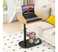 ZLXHFFH Tavolino a Forma di C Tavolino da caffè in Altezza Regolabile Tavolino da Divano Comodino in Legno Scivola Facilmente Sotto i Mobili, con parte superiore rotante, tabella laterale compatta