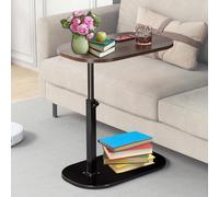 ZLXHFFH Tavolino regolabile a forma di C, girevole a 360°, regolabile in altezza, in legno, piccolo tavolino da divano, a forma di C, tavolino da salotto moderno per letto/vasca da bagno