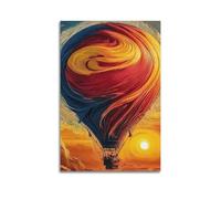 ZlXXYZ Poster artistico da parete su tela per soggiorno, poster artistico colorato, mongolfiera che si scontra con la libera immaginazione, arte decorativa unica (60 x 90 cm) senza cornice