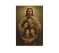 ZlXXYZ Poster artistico da parete su tela per soggiorno - Poster religioso con figura sacra abbracciare la famiglia, pittura decorativa 40 x 60 cm, senza cornice