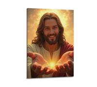ZlXXYZ Poster artistico da parete su tela per soggiorno, poster religioso, figura sacra che tiene la luce, pittura decorativa, 30 x 45 cm, stile cornice