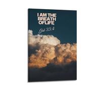 ZlXXYZ Poster su tela da parete con scritta "I am the Breath of Life" e "Io sono il respiro della vita", pittura spirituale e ispiratrice 30 x 45 cm, stile cornice