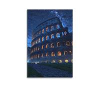 ZlXXYZ Poster su tela da parete per soggiorno, motivo: Colosseo sotto il cielo stellato che ricorda la poesia storica, splendida arte decorativa, 50 x 75 cm, senza cornice