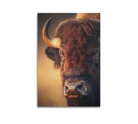 ZLXZPL Poster artistico da parete per ufficio, poster su tela con animali maestosi, bisonte maestoso, decorazione con forte atmosfera, 50 x 75 cm, senza cornice
