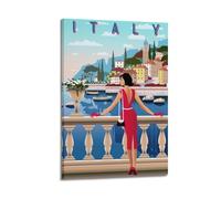 ZLXZPL Poster da parete per ufficio, poster su tela, poster di viaggio, paesaggio italiano, decorazione affascinante atmosfera Bringer, 50 x 75 cm, con cornice